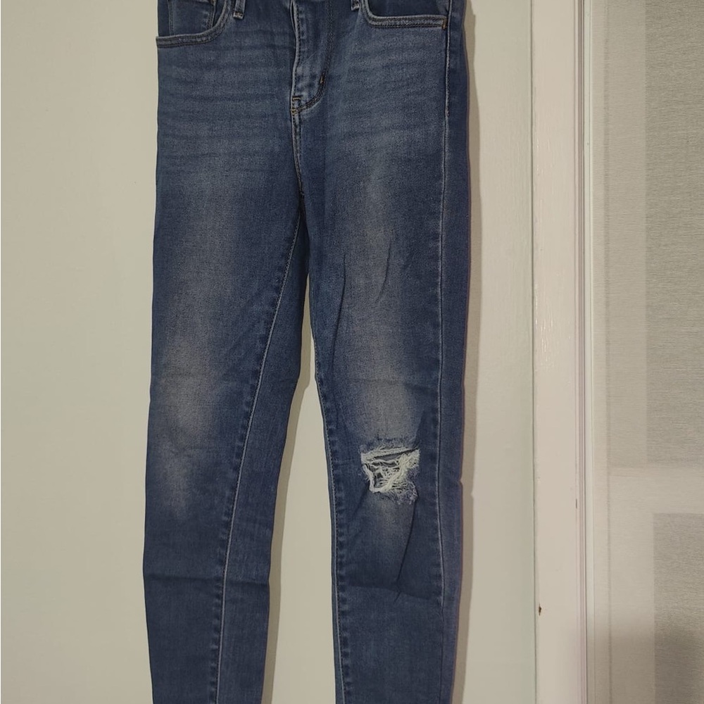 Levi's Blue Skinny Jeans with Modern Distressing